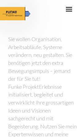 Vorschau der mobilen Webseite funkeprojekt.ch, Funke ProjektErlebnisse GmbH