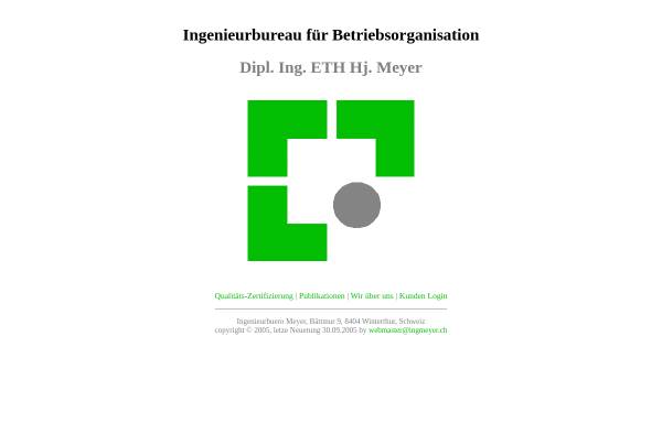 Vorschau von www.ingmeyer.ch, Ingenieurbureau für Betriebsorganisation - Dipl. Ing. ETH Meyer