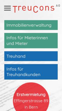 Vorschau der mobilen Webseite treucons.ch, TreuCons AG