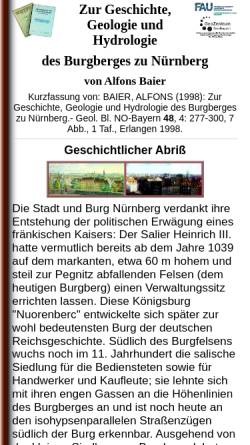 Vorschau der mobilen Webseite www.angewandte-geologie.geol.uni-erlangen.de, Geologie des Burgberges zu Nürnberg