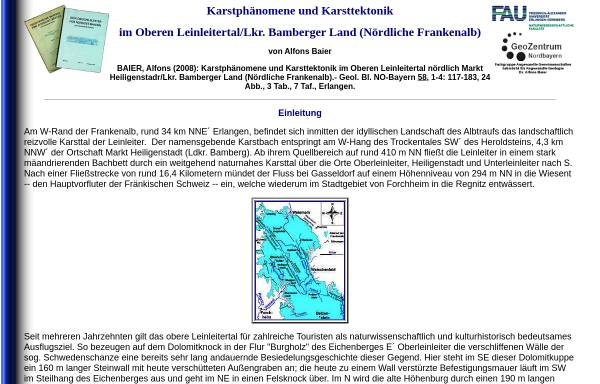 Vorschau von www.angewandte-geologie.geol.uni-erlangen.de, Karstphänomene und Karsttektonik im Oberen Leinleitertal (Nördliche Frankenalb)