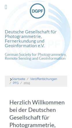 Vorschau der mobilen Webseite www.dgpf.de, DGPF - Deutsche Gesellschaft für Photogrammetrie, Fernerkundung und Geoinformation e.V.