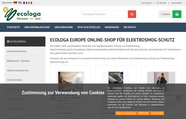 Vorschau von www.elektrosmog-blocker.de, Ecologa Europe GmbH