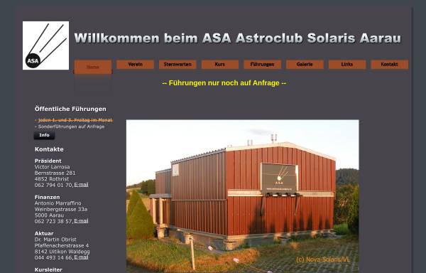Vorschau von www.astroclub-solaris.ch, Astroclub Solaris Aarau