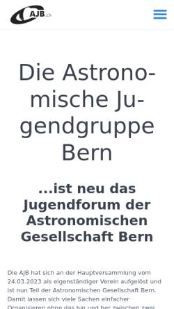 Vorschau der mobilen Webseite www.ajb.ch, Astronomische Jugendgruppe Bern