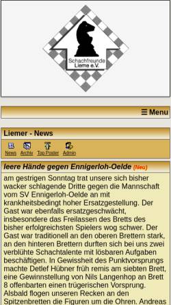 Vorschau der mobilen Webseite sf-lieme.de, Schachfreunde Lieme e.V.