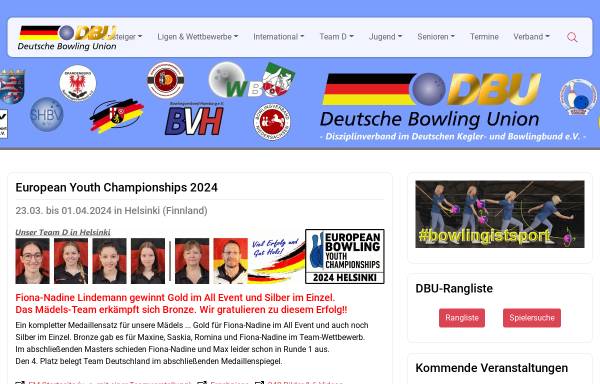 Vorschau von www.dbu-bowling.com, Deutsche Bowling Union