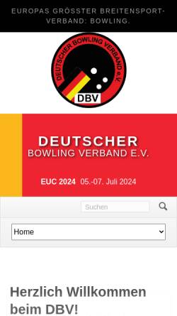 Vorschau der mobilen Webseite www.dbv-bowling.de, Deutscher Bowling Verband e. V.