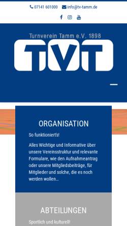 Vorschau der mobilen Webseite tv-tamm.de, Turnverein Tamm e.V. 1898