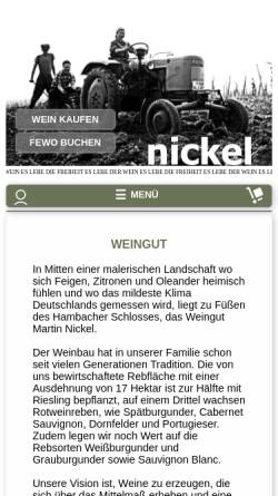 Vorschau der mobilen Webseite www.weingut-nickel.de, Weingut Martin Nickel