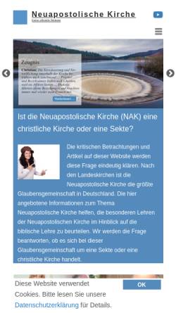 Vorschau der mobilen Webseite www.nak-info.de, Neuapostolische Kirche - Eine kritische Betrachtung