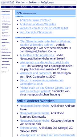 Vorschau der mobilen Webseite www.relinfo.ch, Relinfo: Neuapostolische Kirche