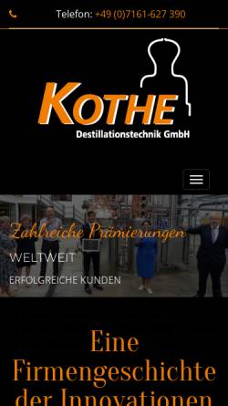 Vorschau der mobilen Webseite www.kothe-dt.de, Kothe Destillationstechnik - Inh. Ulrich Kothe