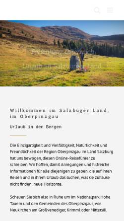 Vorschau der mobilen Webseite www.oberpinzgau.de, Oberpinzgau, Salzburger Land und die Berge
