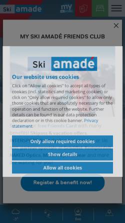 Vorschau der mobilen Webseite www.skiamade.com, Ski amadé