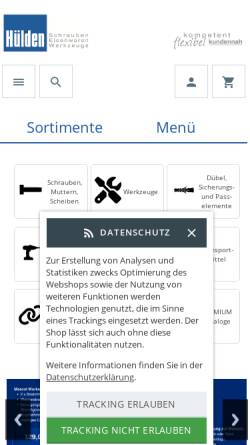 Vorschau der mobilen Webseite www.huelden.de, Aug. Hülden GmbH & Co. KG