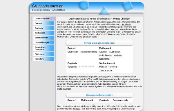 Vorschau von www.grundschulstoff.de, Grundschulstoff