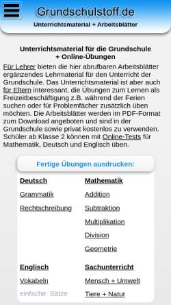 Vorschau der mobilen Webseite www.grundschulstoff.de, Grundschulstoff