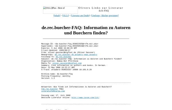 Vorschau von literaturwelt.de, [de.rec.buecher] FAQ