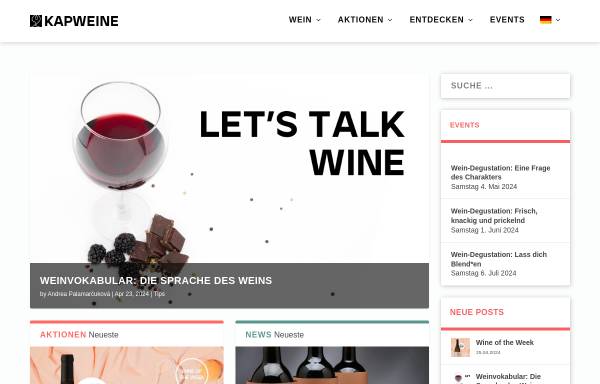 Vorschau von www.kapweine.ch, Frankie’s Wine Selection SA, KapWeine Division