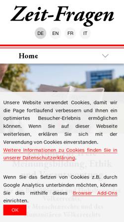 Vorschau der mobilen Webseite www.zeit-fragen.ch, Zeit-Fragen