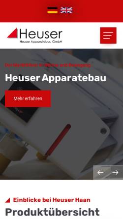 Vorschau der mobilen Webseite www.heuser-haan.de, Heuser Apparatebau GmbH