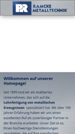 Vorschau der mobilen Webseite www.ramcke-metalltechnik.de, Peter Ramcke Apparatebau