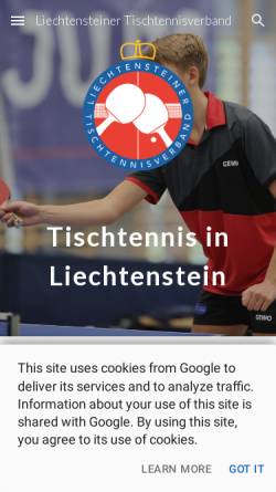 Vorschau der mobilen Webseite www.lttv.li, LTTV - Liechtensteinischer Tischtennisverband