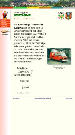 Vorschau der mobilen Webseite georgpreussner.de, Freiwillige Feuerwehr Gierswalde