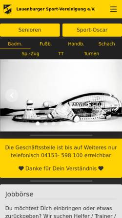Vorschau der mobilen Webseite lauenburger-sv.de, Lauenburger SV - Schach