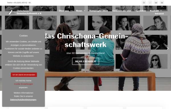 Vorschau von www.chrischona.de, Chrischona Gemeinschaftswerk Deutschland e.V.