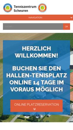 Vorschau der mobilen Webseite www.scheurentennis.ch, Tennis Center Scheuren AG