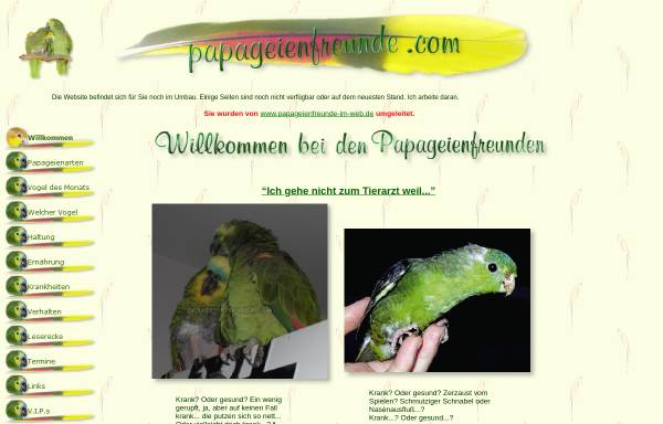 Vorschau von www.papageienfreunde.com, Papageienfreunde im Web