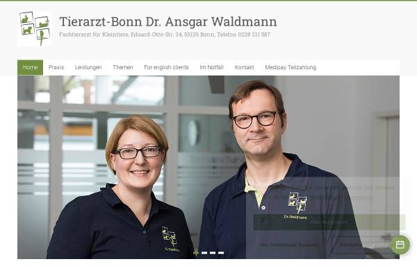 Vorschau von www.tierarzt-bonn.de, Dr. Thomas Anger, Fachtierarzt für Kleintierkrankheiten
