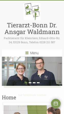 Vorschau der mobilen Webseite www.tierarzt-bonn.de, Dr. Thomas Anger, Fachtierarzt für Kleintierkrankheiten