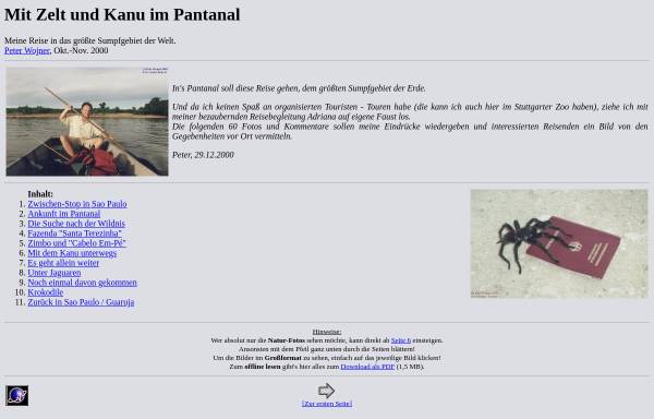 Vorschau von www.wojner.de, Mit Kanu und Zelt im Pantanal [Peter Wojner]