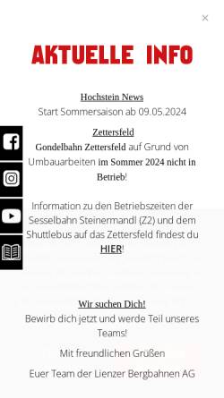 Vorschau der mobilen Webseite www.lienzer-bergbahnen.at, Lienzer Bergbahnen AG