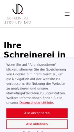 Vorschau der mobilen Webseite delmes.de, Tischlerei Delmes