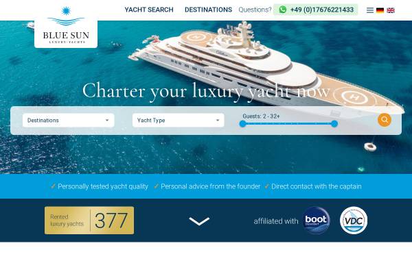 Vorschau von www.bluesun-luxury-yachts.com, BlueSun Luxury Yachts