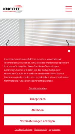 Vorschau der mobilen Webseite www.knecht-sonnenschutz.de, D.Knecht GmbH