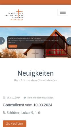 Vorschau der mobilen Webseite www.efg-weinstadt.de, Evangelisch-freikirchliche Gemeinde (Baptisten) Endersbach