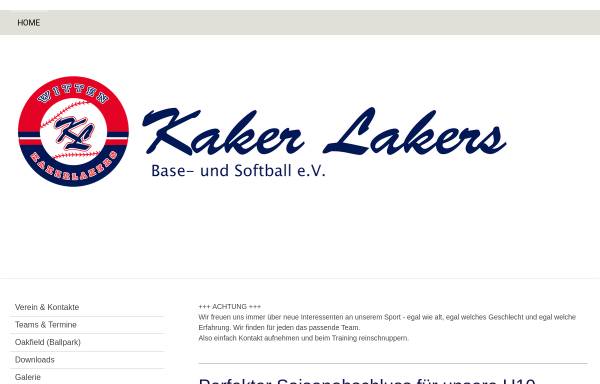 Vorschau von witten-kakerlakers.de, Baseballverein Witten KakerLakers 1992 e.V.
