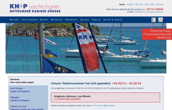 Vorschau von www.khp-yachtcharter.de, KH+P Yachtcharter