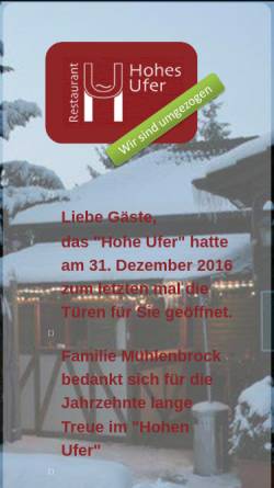 Vorschau der mobilen Webseite www.hohesufer.de, Restaurant 