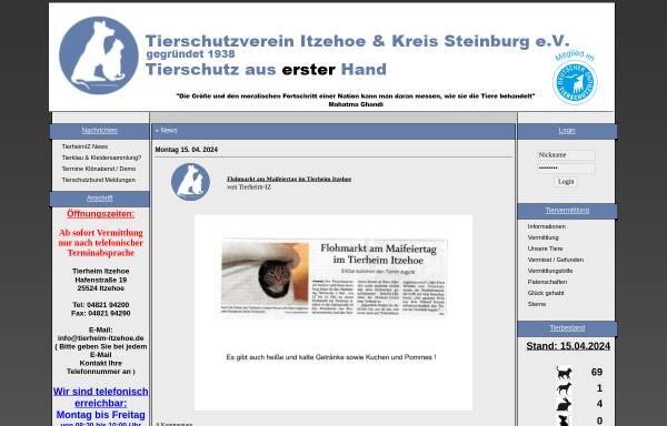 Vorschau von www.tierheim-itzehoe.de, Tierheim Itzehoe