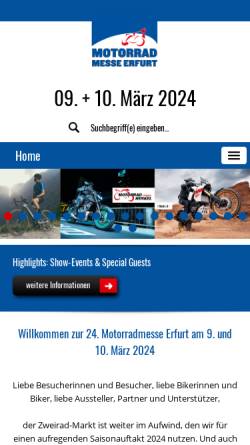 Vorschau der mobilen Webseite www.thueringer-motorradtage.de, Thüringer Motorradtage GmbH