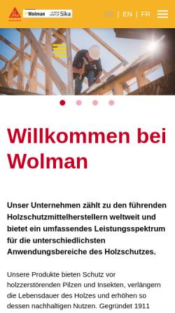 Vorschau der mobilen Webseite www.wolman.de, Dr. Wolman GmbH