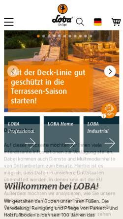 Vorschau der mobilen Webseite www.loba.de, Loba GmbH & Co. KG