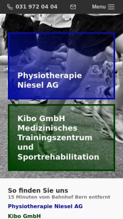 Vorschau der mobilen Webseite www.kibo-physio.ch, Kibo Physiotherapie Bern