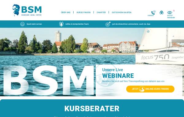 Vorschau von www.bsm-ssl.de, Yachtcharter Bodensee